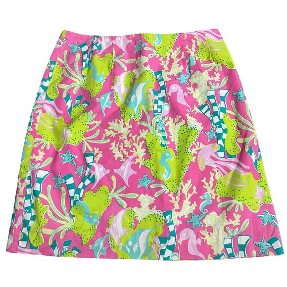 Lilly Pulitzer Vintage White Label Under The Sea Tropical Skirt 2 Women’s Pink - Picture 1 of 4
